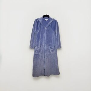 EILEEN WEST WOMEN'S S/M VELOUR PLUSH ZIPPER FRONT‎ LONG ROBE LAVENDER
